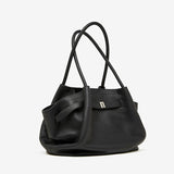 Black Genuine Leather Large Capacity Tote Bag 