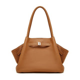Women's brown Genuine Leather Large Capacity Tote Bag 