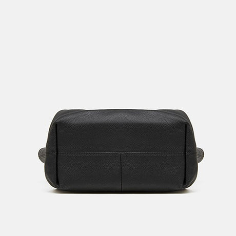 Black Genuine Leather Large Capacity Tote Bag bottom