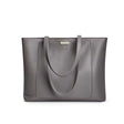 gray Genuine Leather Large Capacity Tote Bag with Zipper