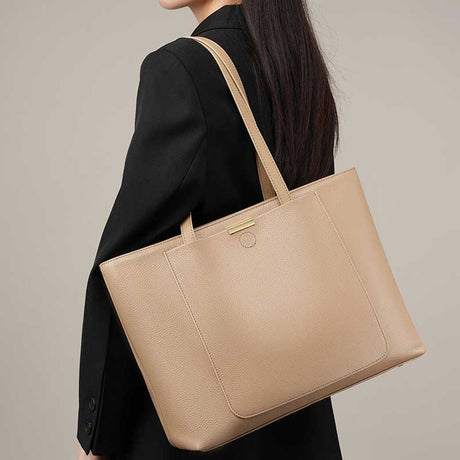  Genuine Leather Large Capacity Tote Bag beige