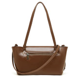 brown Genuine Leather Large Structured Tote Bag back view