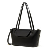 Women's black Genuine Leather Large Structured Tote Bag 