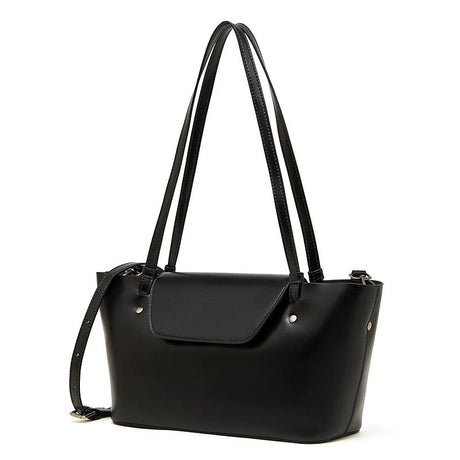 Women's black Genuine Leather Large Structured Tote Bag 