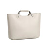 light gray  Genuine Leather Metal Handle Large Tote Bag