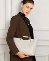 light gray  Genuine Leather Large Tote Bag