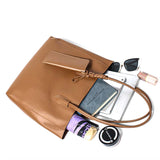 brown Leather Minimalist Tote Bag 