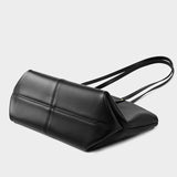 Womens black Genuine Leather Minimalist Tote Bag bottom