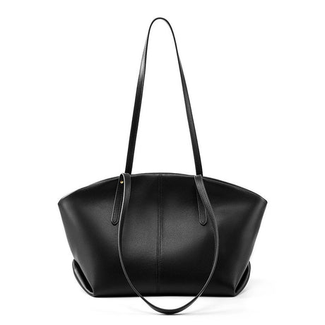 Women's black Genuine Leather  Minimalist Tote Bag