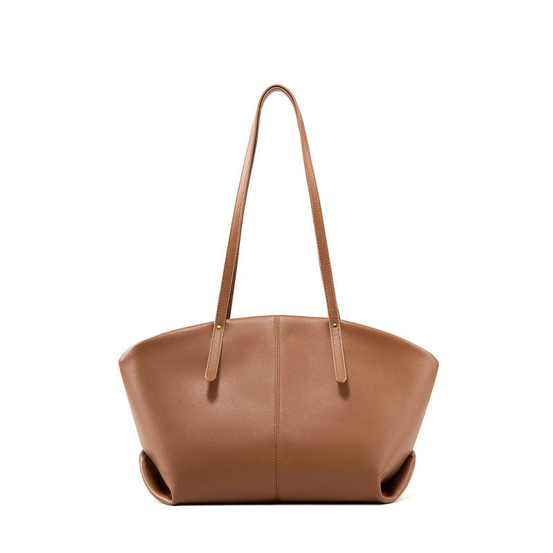 Women's brown Genuine Leather  Minimalist Tote Bag