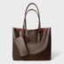 coffee Genuine Leather Minimalist Tote Bag