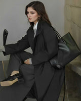 Women's black Genuine Leather Minimalist Tote Bag