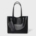 black Genuine Leather Minimalist Tote Bag