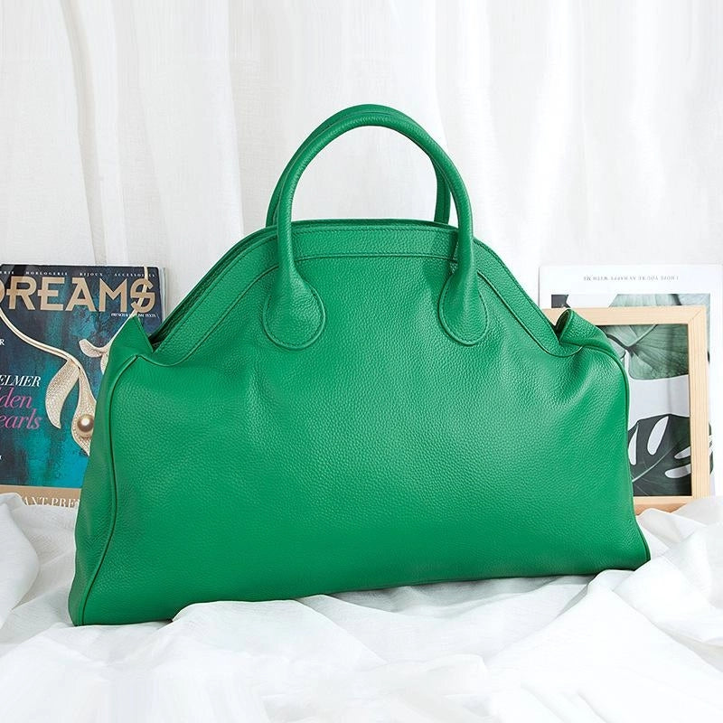 Green  Genuine Leather Oversized  Handbags 