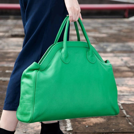 Women's green Genuine Leather Oversized Tote Bag 