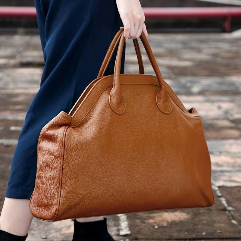 Women's brown  Genuine Leather Oversized handbag