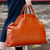 Women's Orange Genuine Leather Oversized Tote Bag 