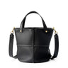 black  Genuine Leather Panel Stitch Bucket Bag