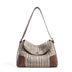 brown Genuine Leather Patchwork Houndstooth Bag
