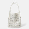 Women's creamy white Genuine Leather Perforated Tote Bag