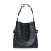 Women's black Genuine Leather Perforated Tote Bag