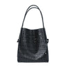 Women's black Genuine Leather Perforated Tote Bag