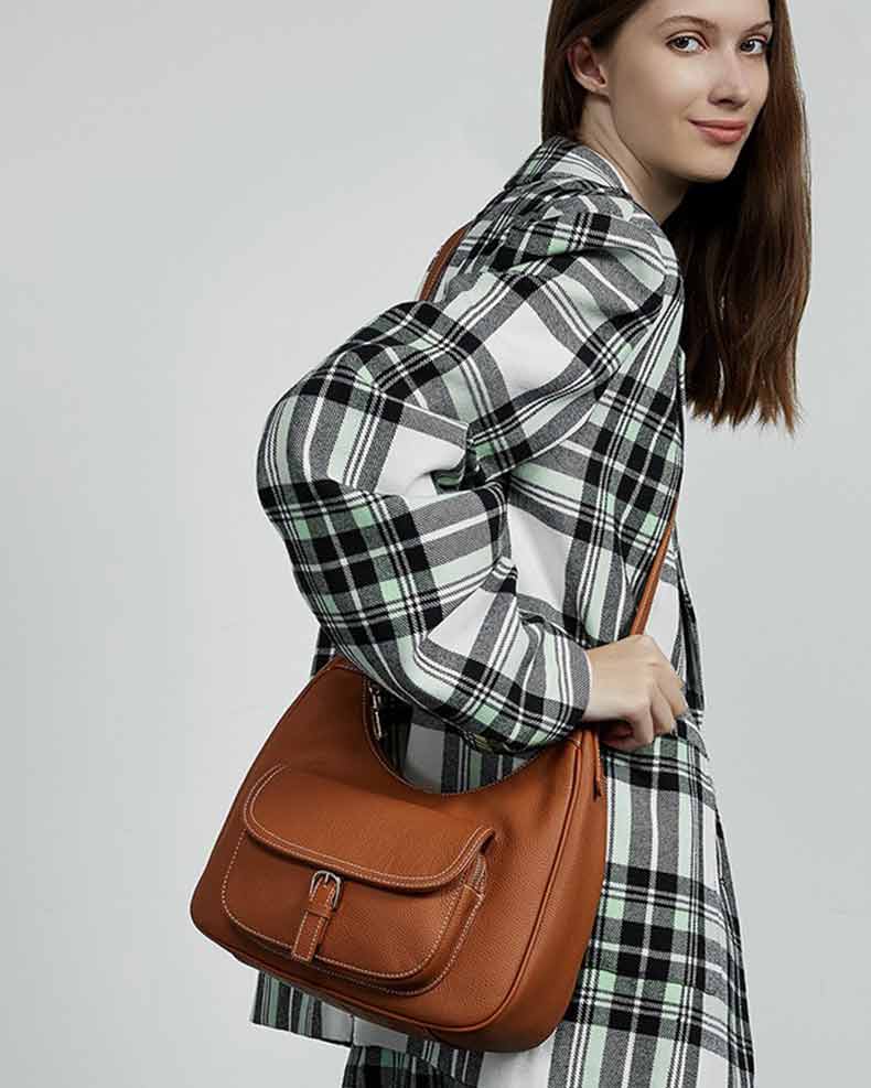 Women's Genuine Leather Shoulder Bag with Pocket | PRUSES