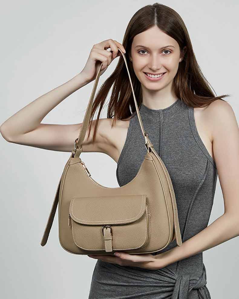 Women's Genuine Leather Shoulder Bag with Pocket | PRUSES
