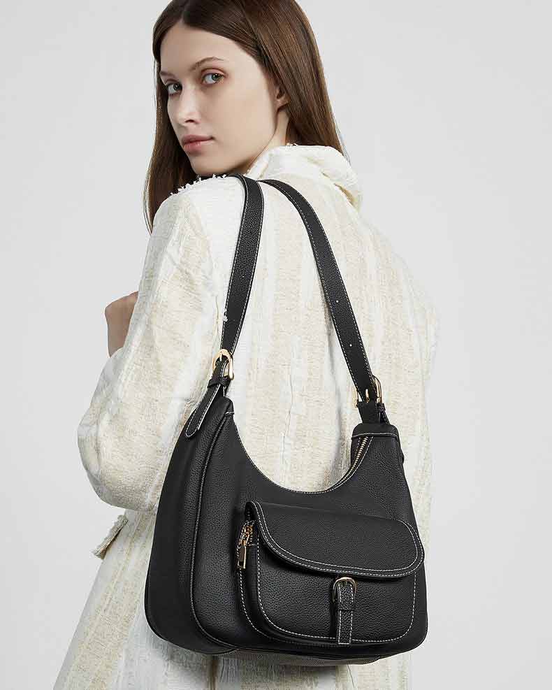 Women's Genuine Leather Shoulder Bag with Pocket | PRUSES