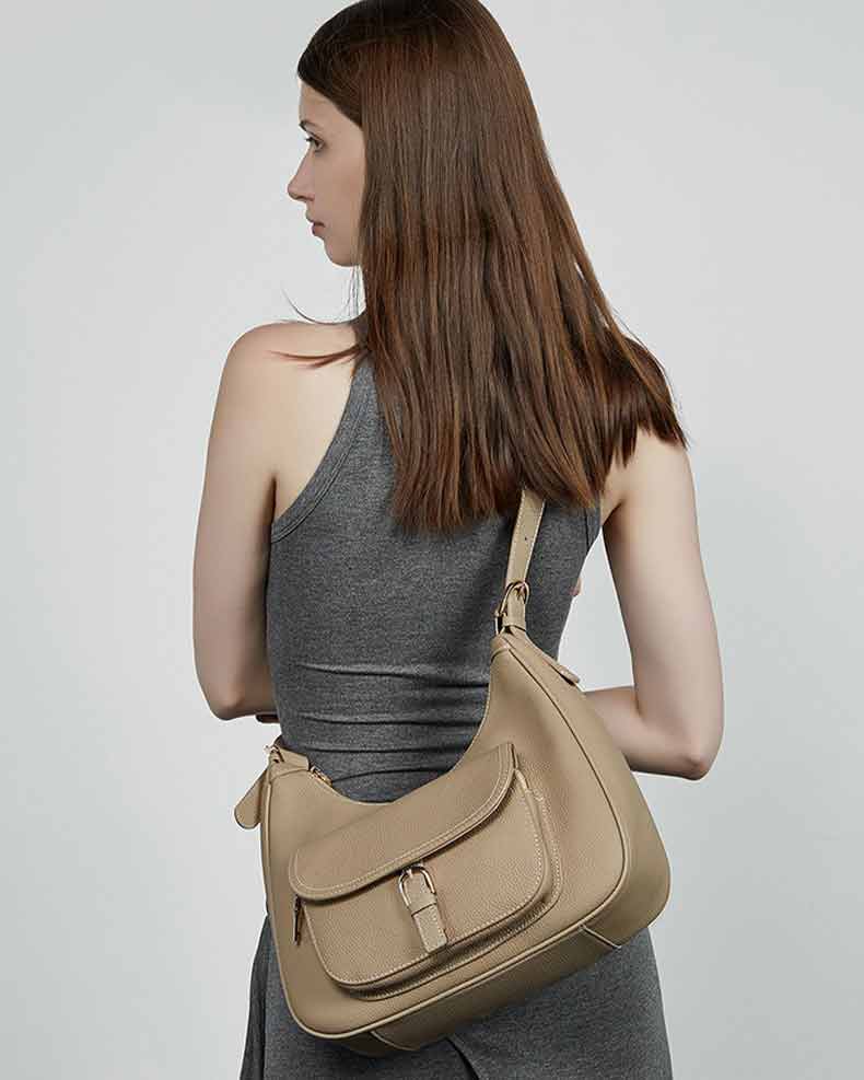 Women's Genuine Leather Shoulder Bag with Pocket | PRUSES