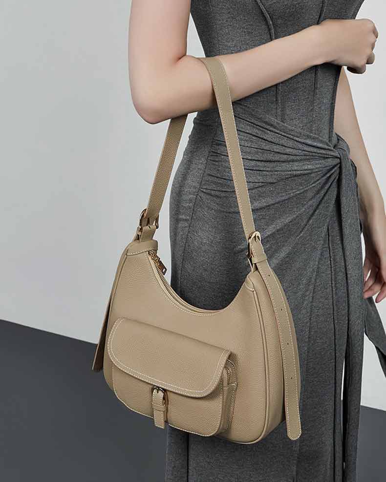 Women's Genuine Leather Shoulder Bag with Pocket | PRUSES
