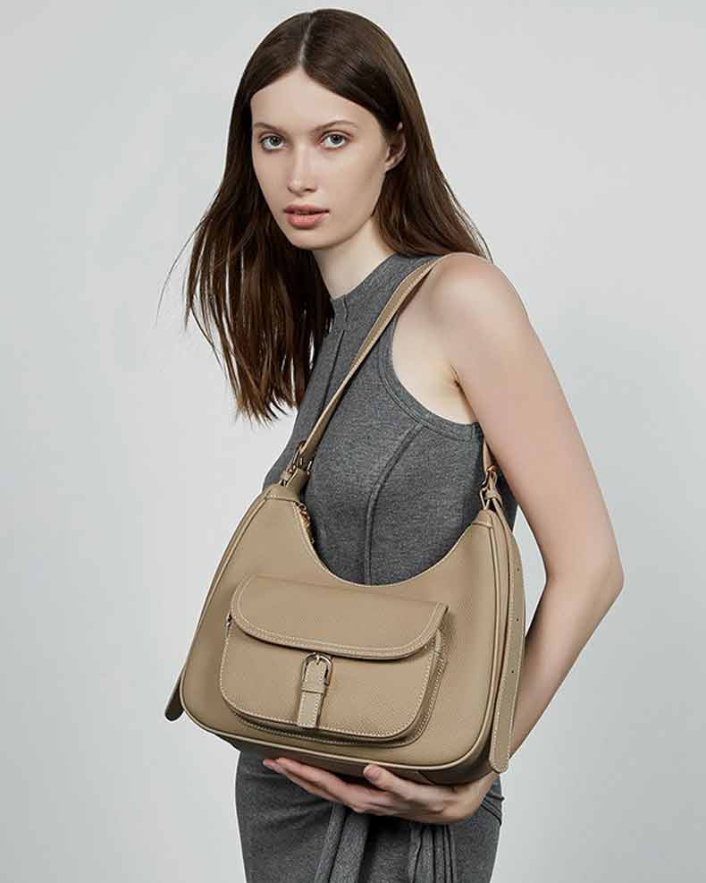Women's Genuine Leather Shoulder Bag with Pocket | PRUSES