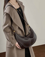 Women's coffee Genuine Leather Slouchy Hobo shoulder bag