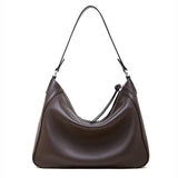 Genuine Leather coffee Slouchy Hobo Shoulder Bag back