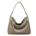 gray Genuine Leather Slouchy Hobo Shoulder Bag