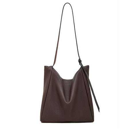 coffee Leather Slouchy Hobo Shoulder Bag back view