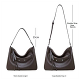 coffee handbag with measurements of shoulder strap lengths 