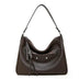 coffee Genuine Leather Slouchy Hobo Shoulder Bag