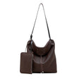 coffee Genuine Leather Slouchy Hobo Shoulder Bag