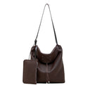 coffee Genuine Leather Slouchy Hobo Shoulder Bag