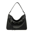 black  Genuine Leather Slouchy Hobo Shoulder Bag