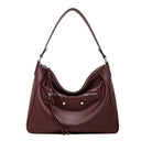 burgundy Genuine Leather Slouchy Hobo Shoulder Bag