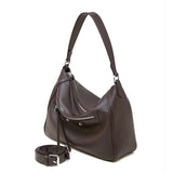 coffee  leather hobo handbag with a strap