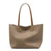 gray Genuine Leather Soft Minimalist Tote Bag 