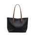 black Genuine Leather Soft Minimalist Tote Bag