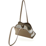 gray Genuine Leather handbag with a shoulder strap 