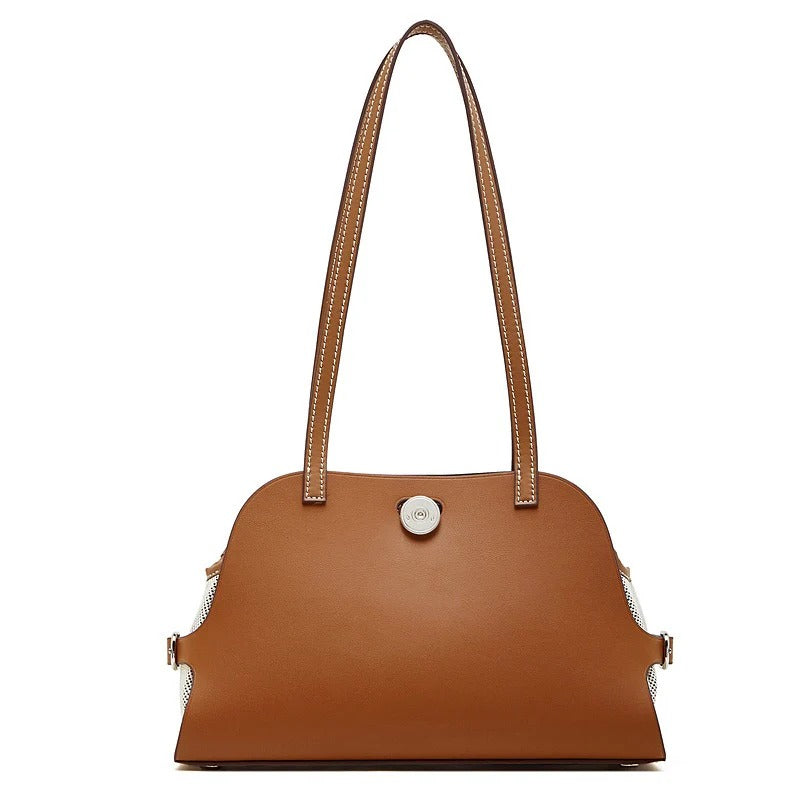 Women's brown Genuine Leather Structured Saddle Bag