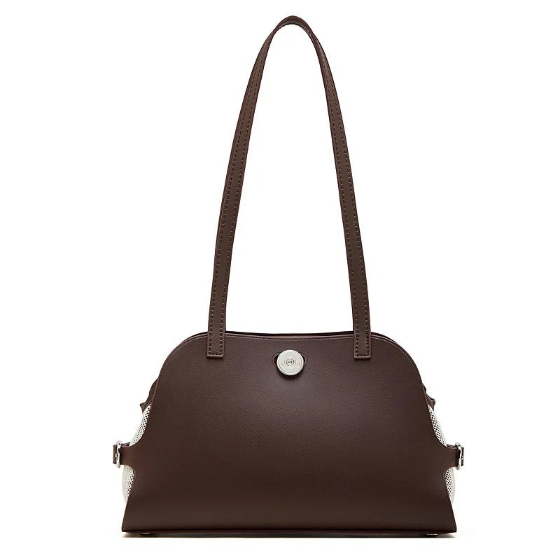  coffee Genuine Leather Structured Saddle Bag 