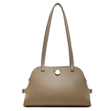 Gray Genuine Leather Saddle Bag with a circular clasp 