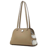 gray Genuine Leather Structured handbag with a mesh pocket